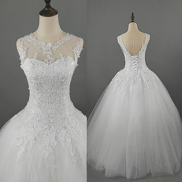White Ivory Lace Custom Made Wedding Gown for Bride in Plus Size  -  GeraldBlack.com