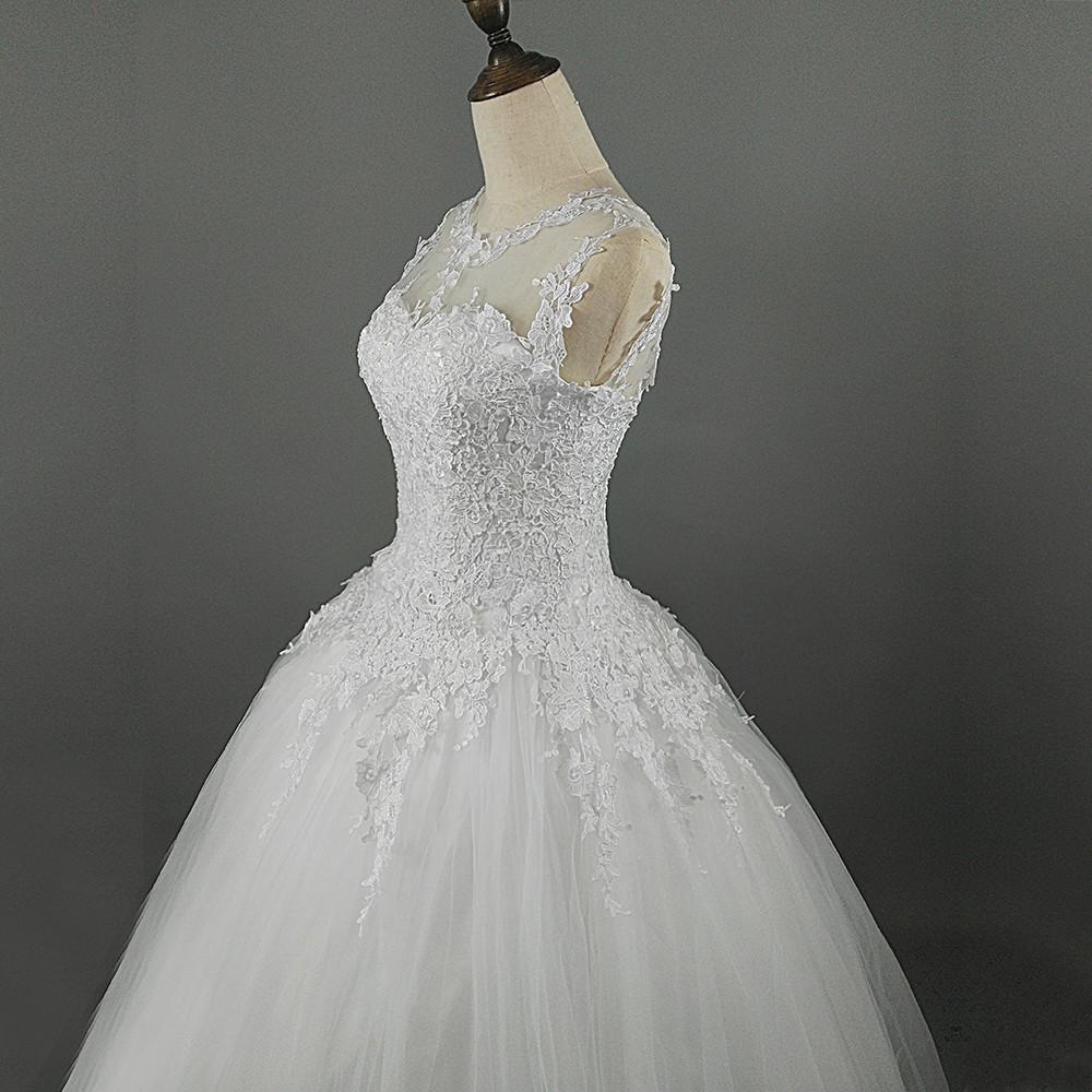 White Ivory Lace Custom Made Wedding Gown for Bride in Plus Size - SolaceConnect.com