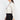 White Solid Color Women's Studded Moto Jacket with Elasticized Hem - SolaceConnect.com