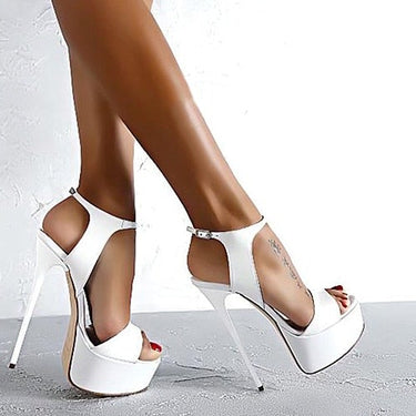 White Summer Style Sexy High Heels Open Toe Buckles Nightclub Party Pumps  -  GeraldBlack.com