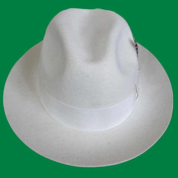 White Wool Solid Pattern Formal Style Fashion Fedora Hat  -  GeraldBlack.com
