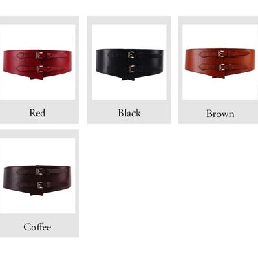Wide Belts for Women Luxury Cowhide Double Retro Pin Buckle Belts for Dress Waistband  -  GeraldBlack.com