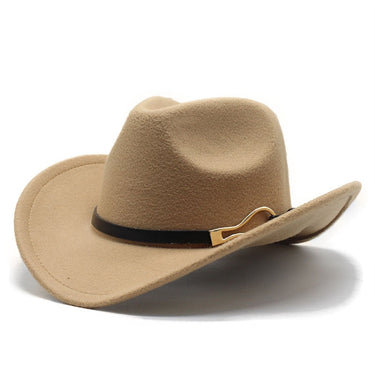 Wide Brim Felt Western Cowboy Cowgirl Trilby Hats With Leather Decorated For Men Women  -  GeraldBlack.com