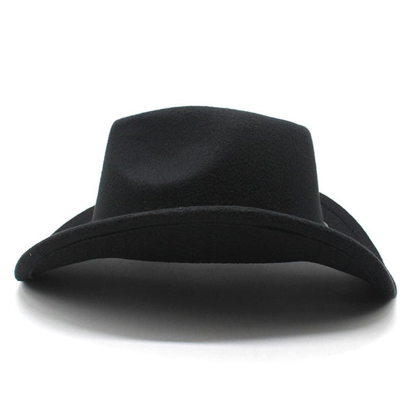 Wide Brim Felt Western Cowboy Cowgirl Trilby Hats With Leather Decorated For Men Women  -  GeraldBlack.com