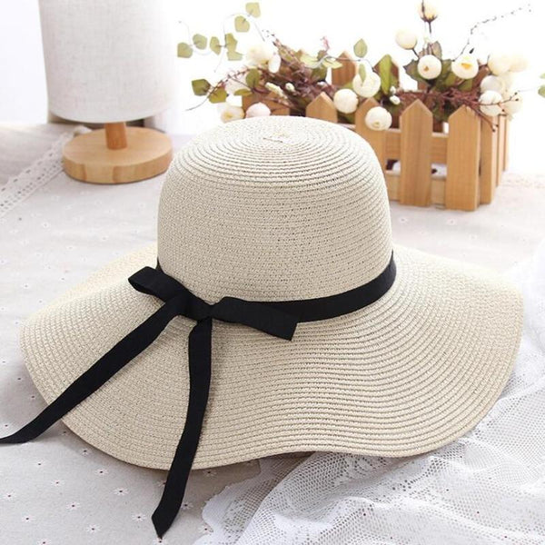 Wide Brim Foldable Summer Straw Sun Block Panama Hat for Women  -  GeraldBlack.com
