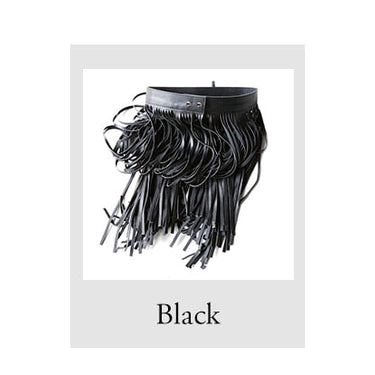 Wild Black Western High Waist Long Tassel Leather Skirt Belts for Women  -  GeraldBlack.com