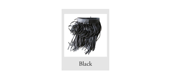 Wild Black Western High Waist Long Tassel Leather Skirt Belts for Women  -  GeraldBlack.com