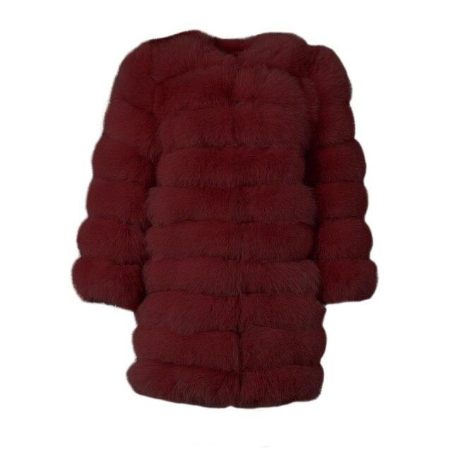 Wine Red Color Winter Women Fox Fur Long Coats Detachable Thick Fur Jacket Lady Fashion Overcoat - SolaceConnect.com