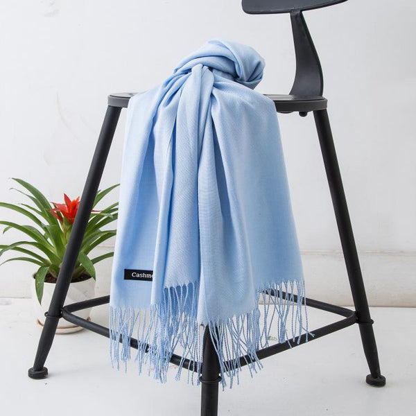 Winter Autumn Unisex Solid Color Cashmere Long Scarves Scarf with Tassel - SolaceConnect.com