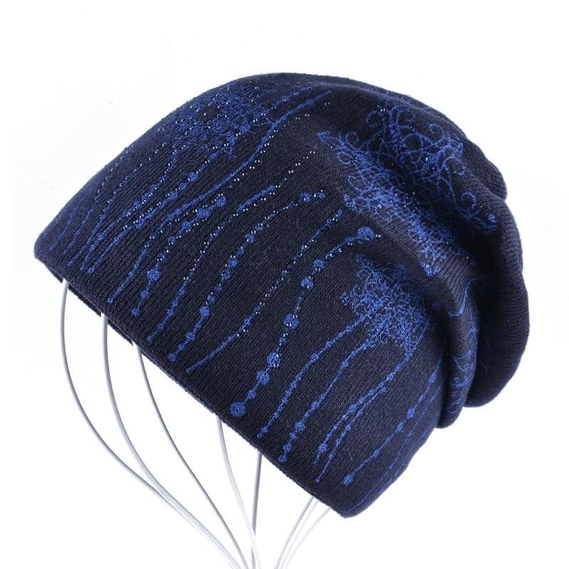 Winter Casual Knitted Rhinestones Flowers Beanies Caps for Women  -  GeraldBlack.com