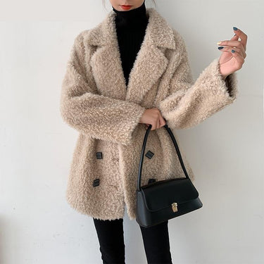 Winter Casual Korean Women's Real Sheep Shearling Wool Coats & Jackets  -  GeraldBlack.com