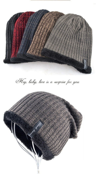 Winter Casual Striped Woolen Knitted Skullie Caps for Boys and Men - SolaceConnect.com
