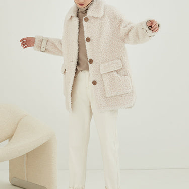Winter Casual Style Warm Wool Real Fur Shearling Coat Jacket with Pockets  -  GeraldBlack.com