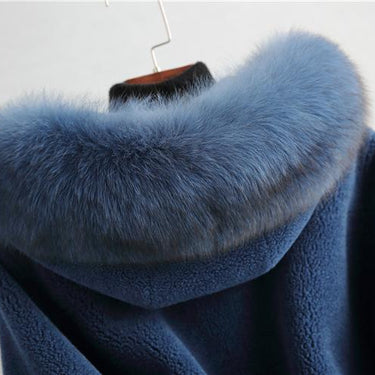 Short Hooded Sheep Shearling Jacket Women Winter 100% Real Fox Fur Wool Coat Female Casual Jaqueta - SolaceConnect.com