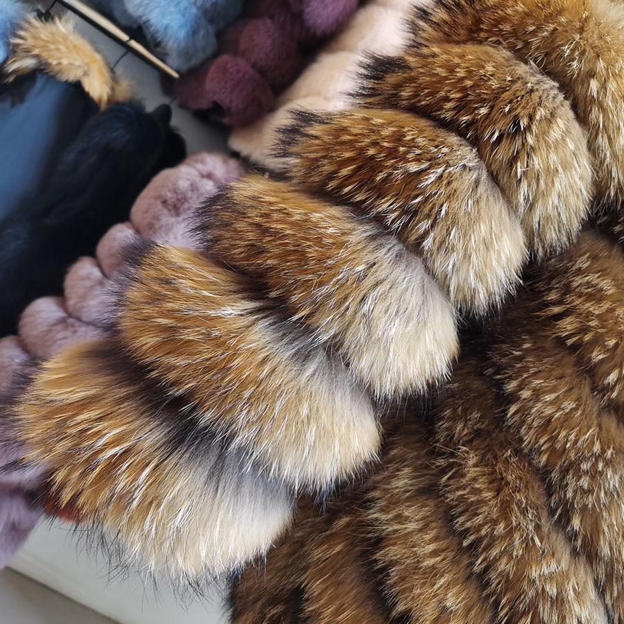 Christmas Natural real fur coat Women's winter jacket Raccoon fox fur long parkas female clothes - SolaceConnect.com