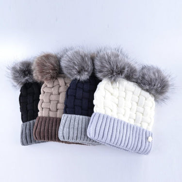 Winter Double Pompom Knitted Imitation Fur Beanie Hat Skullies for Women  -  GeraldBlack.com