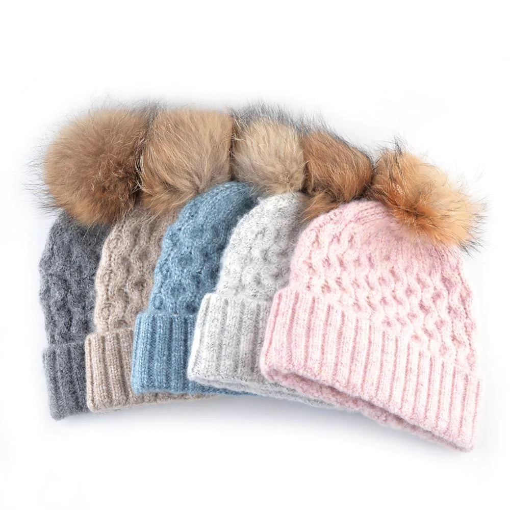 Winter Fashion Casual Pompom Wool Knitted Beanies for Women  -  GeraldBlack.com