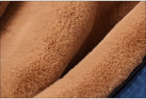 Winter Fashion Real Fox Fur Hooded Denim Coat Jackets for Women  -  GeraldBlack.com