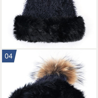 Winter Fashion Real Rabbit Fur and Pompom Fur Knitted Beanies for Women - SolaceConnect.com