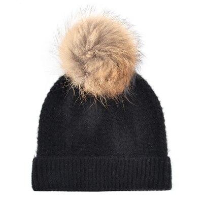 Winter Fashion Warm Casual Fur Pom Pom Knitted Beanies for Women - SolaceConnect.com