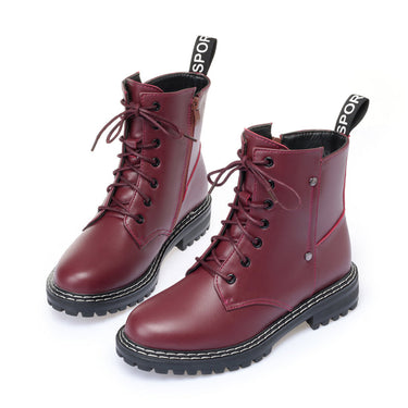 Winter Genuine Leather Warm Non-slip Mid Heel Boots for Women  -  GeraldBlack.com