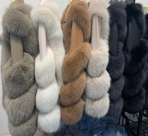 Women's Real Fox Fur Coats Winter Keep Warm Fashion Fur Jackets Fluffy Natural Fur Outerwear S7885 - SolaceConnect.com