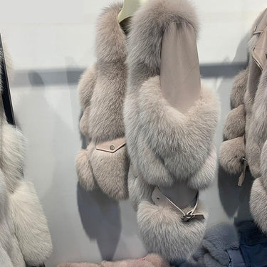 Women's Real Fox Fur Coats Winter Keep Warm Fashion Fur Jackets Fluffy Natural Fur Outerwear S7885 - SolaceConnect.com