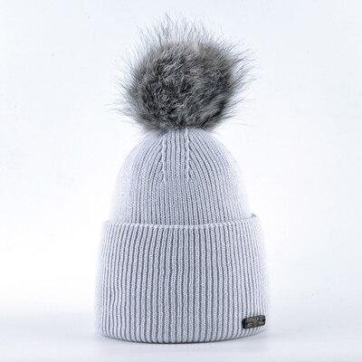 Winter Knitted Pompom and Imitation Fur Beanie Hats for Women - SolaceConnect.com