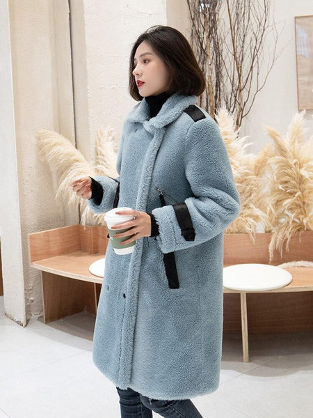 Real Fur Coat Female Sheep Shearling Fur Jacket Winter Coat Women Clothes Real Wool Coat Korean Long - SolaceConnect.com