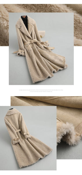 Ladies Long Real Wool Jackets Female Winter Elegant Sheep Shearling Coat Women's Fur Coats Casaco - SolaceConnect.com