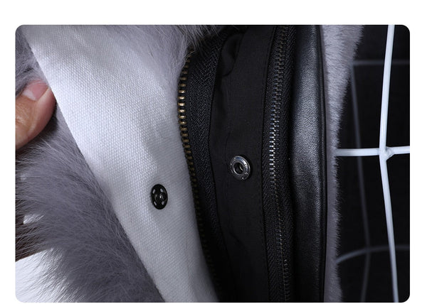 Winter Long Hooded Big Removable Real Fox Fur Collar Jacket for Women  -  GeraldBlack.com