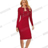 Winter Long Sleeve Office Business Dress with Buttons for Plus Size Women - SolaceConnect.com