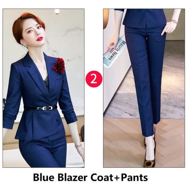 Winter Long Sleeve OL Style Business Professional Pantsuit for Women  -  GeraldBlack.com