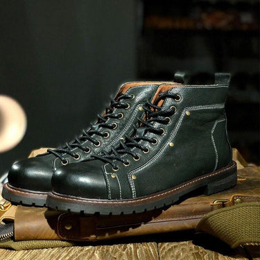 Winter Men's England Style 100% Real Leather Lace Up Safety Work Boots  -  GeraldBlack.com