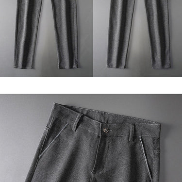 Winter Men's Fleece Casual Pants Thick Fashion Straight Slim Warm Casual Business office Korean Fashion Trousers  -  GeraldBlack.com