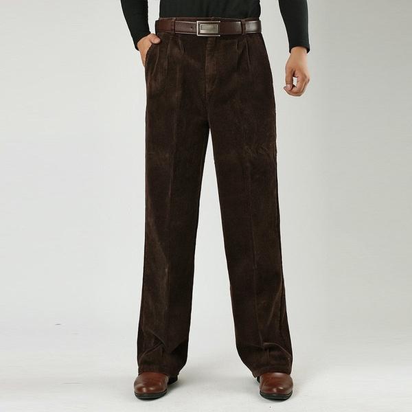 Winter Men's High Waist Double Fold Loose Casual Pants Trousers - SolaceConnect.com