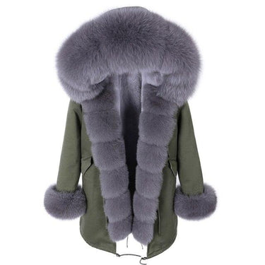 Winter Office Female Natural Thick Warm Fox Fur Collar Long Coats & Jackets  -  GeraldBlack.com