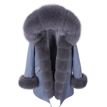 Winter Office Female Natural Thick Warm Fox Fur Collar Slim Coats & Jackets  -  GeraldBlack.com