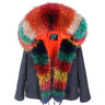 Winter Office Lady Style Full-Sleeved Natural Raccoon Fur Collared Jacket  -  GeraldBlack.com