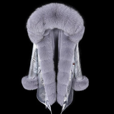 Winter Office Style Women's Solid Zipper Fox Fur Long Slim Coats & Jackets  -  GeraldBlack.com