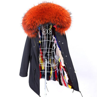 Winter Outerwear Women's Hooded Jacket with Removable Rabbit Fur Lining  -  GeraldBlack.com