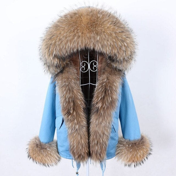 Winter Parkas with Natural Racoon Fur Trim on Sleeves and Collar for Women  -  GeraldBlack.com