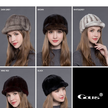 Winter Real Fur Hats Women Black Natural Mink Fur Hats Luxurious Visors Fashion Caps GLH001  -  GeraldBlack.com