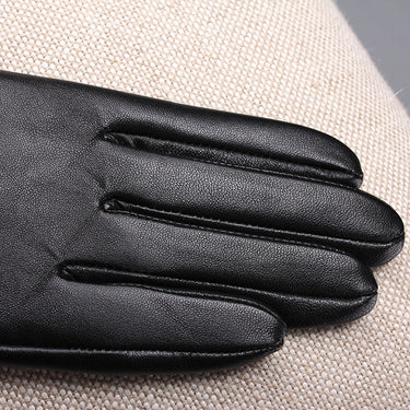 Winter Real Leather Women Black Real Sheepskin Touch Screen Long Gloves Fleece Lined Warm Fashion  -  GeraldBlack.com