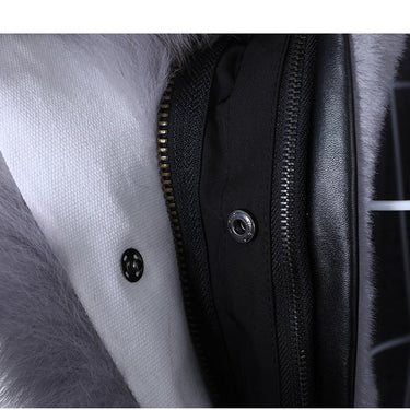 Winter Removable Real Fox Fur Collar Long Hooded Jacket for Women  -  GeraldBlack.com