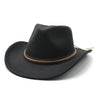 Winter Roll Up Brim Western Cowboy Hat With Leather Retro Gentleman Lady Jazz Cowgirl Cap Church Sombrero Caps  -  GeraldBlack.com