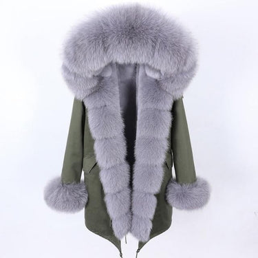 Winter Slim Women's Solid Zipper Warm Fox Fur Collar Long Coats & Jackets  -  GeraldBlack.com