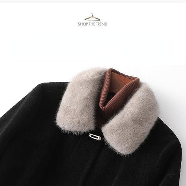 Winter Mink Fur Collar Sheep Shearling Coat Female Elegant Real Wool Jackets Women Clothes Casaco - SolaceConnect.com