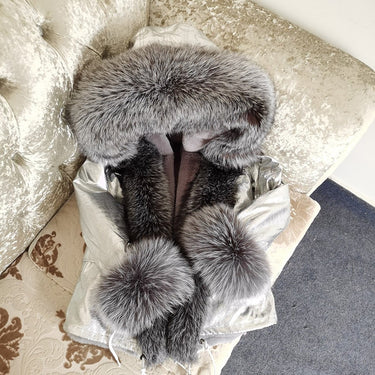 Winter Style Thick Warm Natural Racoon Fur Sleeves and Collar Parkas for Women  -  GeraldBlack.com