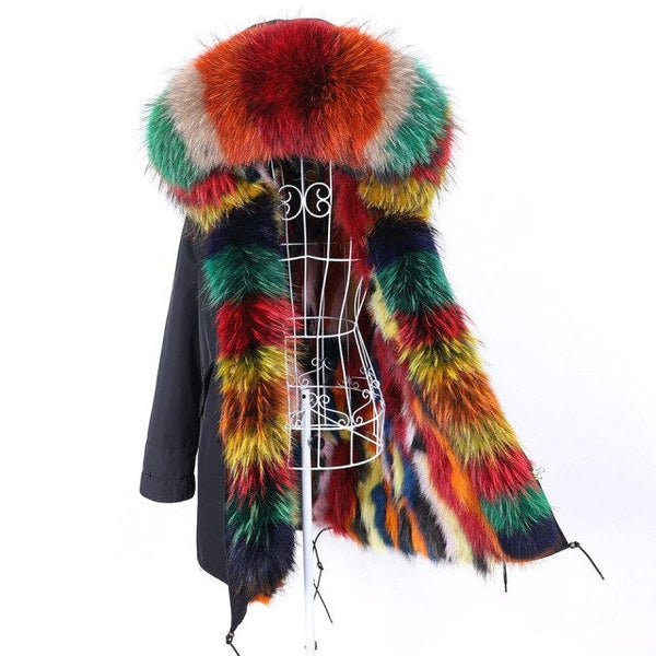 Winter Style Women's Big Fur Hooded Coat Jacket with Removable Fox Fur Lining  -  GeraldBlack.com